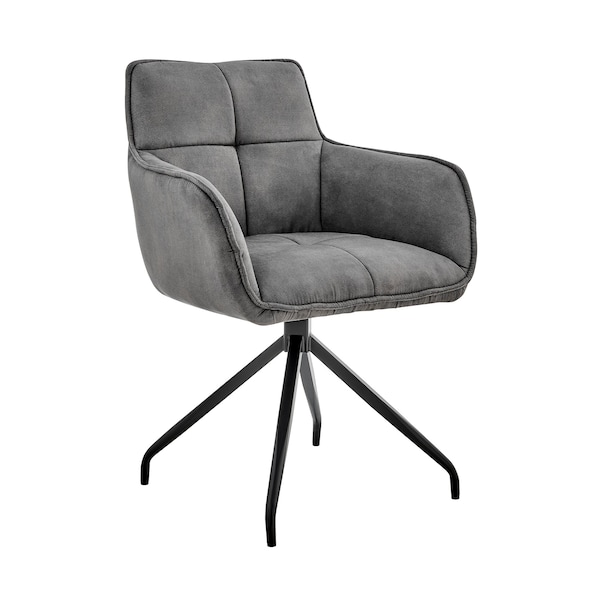 Armen Living Noah Dining Room Accent Chair in Charcoal Fabric and Black Metal Legs - LCNHCHCHA