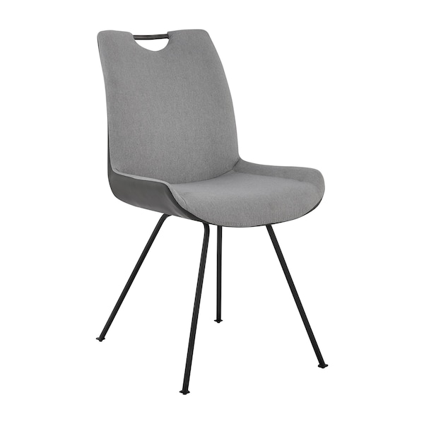 Armen Living Coronado Contemporary Dining Chair in Gray Powder Coated Finish and Pewter Fabric - Set of 2 - LCCDSIPW