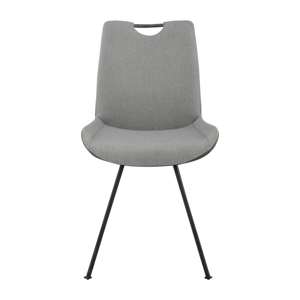 Armen Living Coronado Contemporary Dining Chair in Gray Powder Coated Finish and Pewter Fabric - Set of 2 - LCCDSIPW