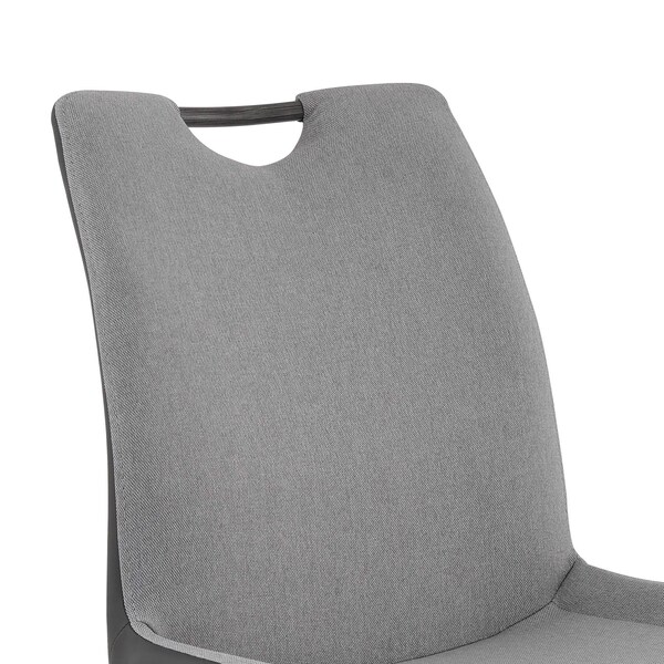 Armen Living Coronado Contemporary Dining Chair in Gray Powder Coated Finish and Pewter Fabric - Set of 2 - LCCDSIPW