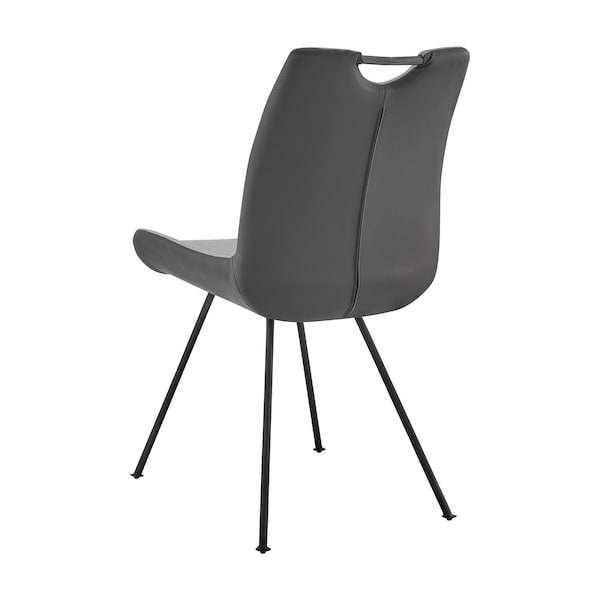 Armen Living Coronado Contemporary Dining Chair in Gray Powder Coated Finish and Pewter Fabric - Set of 2 - LCCDSIPW