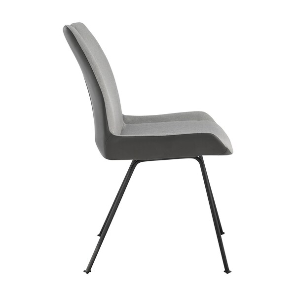 Armen Living Coronado Contemporary Dining Chair in Gray Powder Coated Finish and Pewter Fabric - Set of 2 - LCCDSIPW
