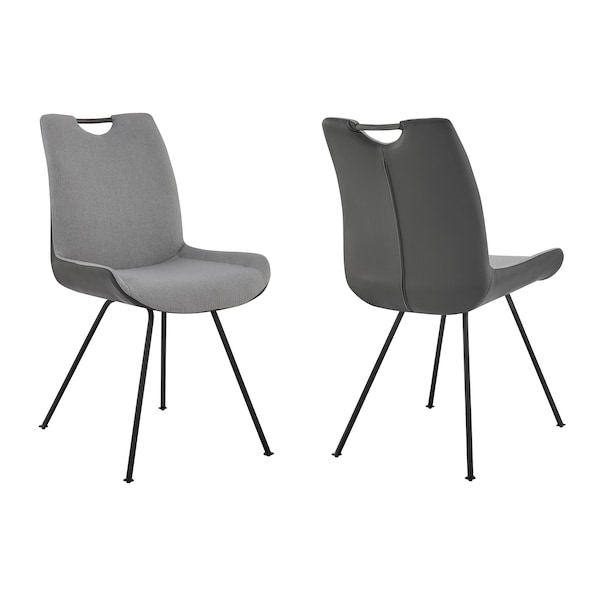Armen Living Coronado Contemporary Dining Chair in Gray Powder Coated Finish and Pewter Fabric - Set of 2 - LCCDSIPW