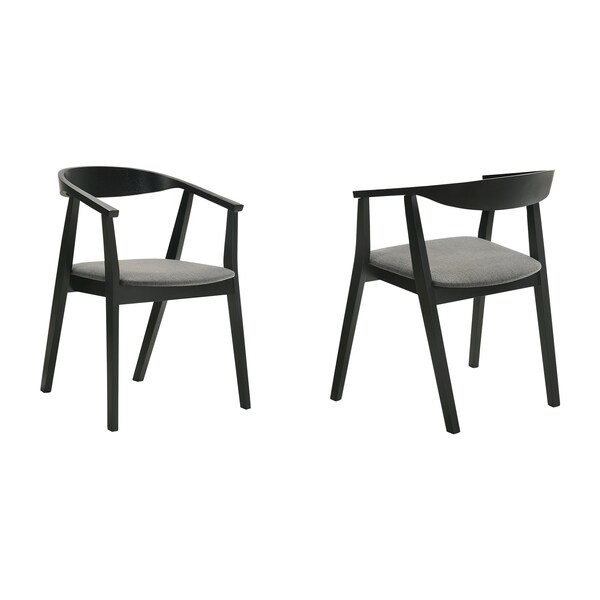 Armen Living Santana Wood Dining Chair in Black Finish with Charcoal Fabric - Set of 2 - LCSACHBLKCH