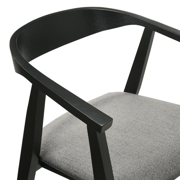 Armen Living Santana Wood Dining Chair in Black Finish with Charcoal Fabric - Set of 2 - LCSACHBLKCH