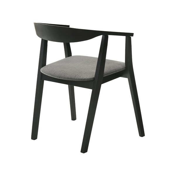 Armen Living Santana Wood Dining Chair in Black Finish with Charcoal Fabric - Set of 2 - LCSACHBLKCH