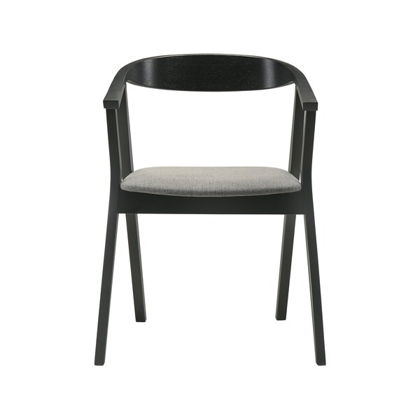 Armen Living Santana Wood Dining Chair in Black Finish with Charcoal Fabric - Set of 2 - LCSACHBLKCH