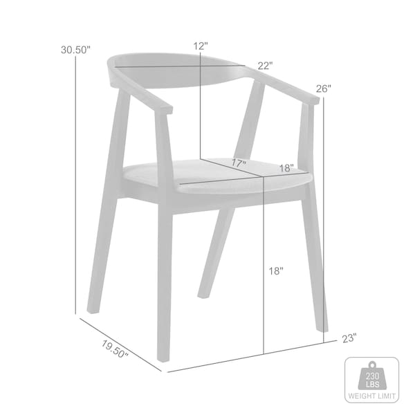 Armen Living Santana Wood Dining Chair in Black Finish with Charcoal Fabric - Set of 2 - LCSACHBLKCH