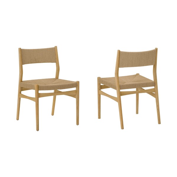 Armen Living Erie Woven Paper Cord and Oak Wood Dining Chairs - Set of 2 - LCERSINAT