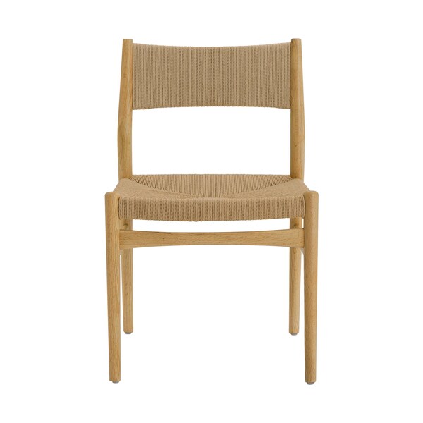 Armen Living Erie Woven Paper Cord and Oak Wood Dining Chairs - Set of 2 - LCERSINAT