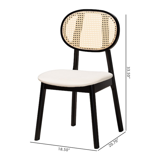 Baxton Studio Darrion Mid-Century Modern Cream Fabric and Black Finished Wood 2-Piece Dining Chair Set, PR - 234-2PC-13299-ZORO