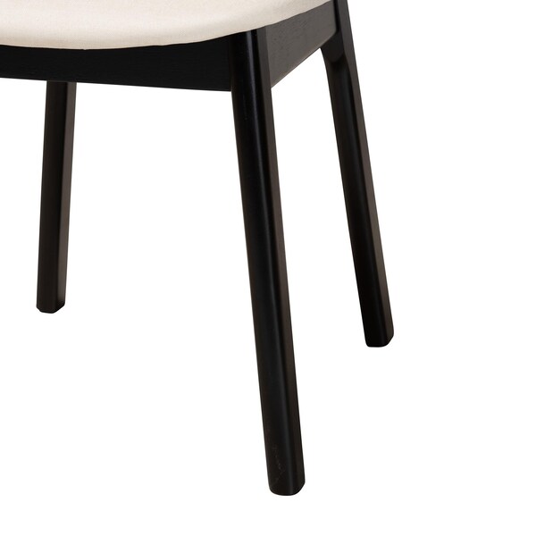 Baxton Studio Darrion Mid-Century Modern Cream Fabric and Black Finished Wood 2-Piece Dining Chair Set, PR - 234-2PC-13299-ZORO