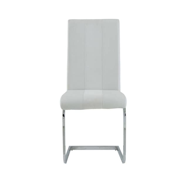 Homeroots White Two Toned Dining Chairs with Silver Tone Metal Base, 4PK - 383964