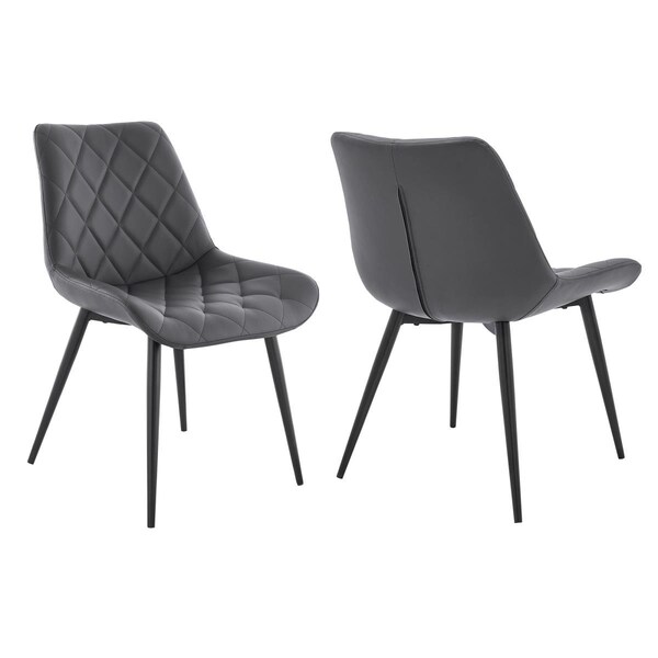 Seatsolutions Loralie Faux Leather & Metal Dining Chairs, Gray & Black, 2PK - SE2522346