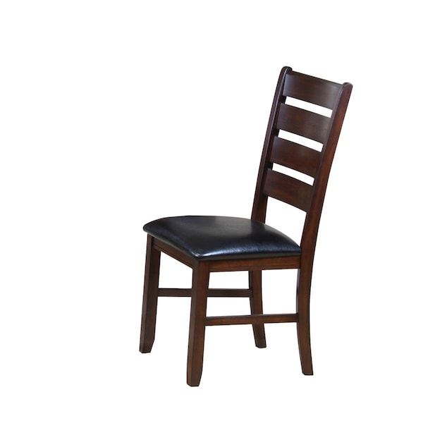 Grilltown 40 x 23 x 20 in. Rubber Wood & USFR Foam Side Chair - Black PU & Cherry Set of 2 - GR2472949