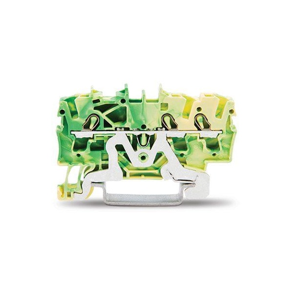 Wago 3-COND GROUND TERMINAL BLOCKS, 22-12 AWG GREEN/YELLOW - 2002-1307