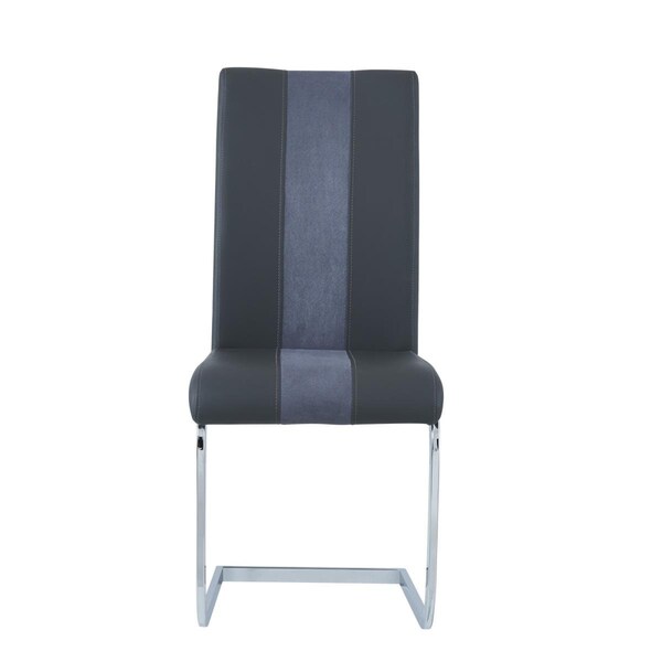 Gfancy Fixtures Grey Two Toned Dining Chairs with Silver Tone Metal Base, 4PK - GF2627576