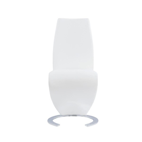 Gfancy Fixtures White Z Shape Design Dining Chairs with Horse Shoe Shape Base, 2PK - GF2627574