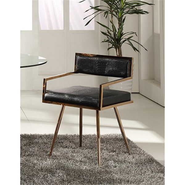 Gfancy Fixtures Modern Dining Chair - Black & Rosegold - GF2475820