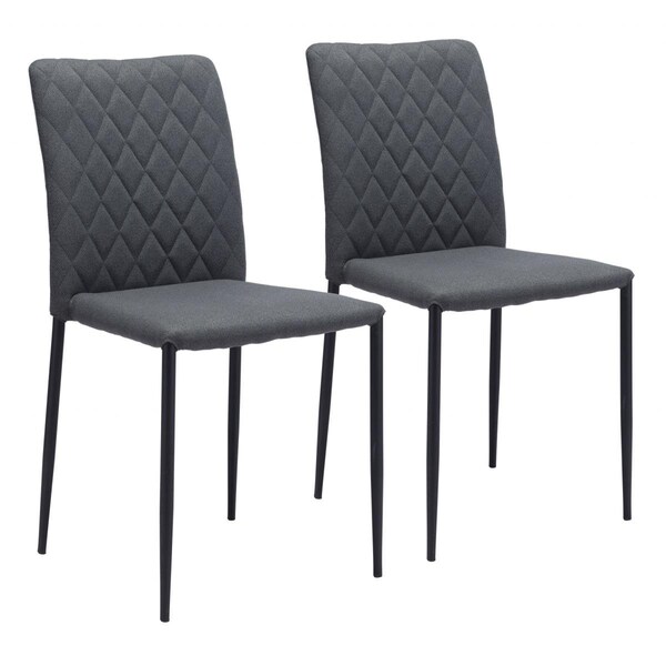 Homeroots 34.4 x 17.5 x 21.1 in. Dark Gray Diamond Weave Dining Chairs - 394705