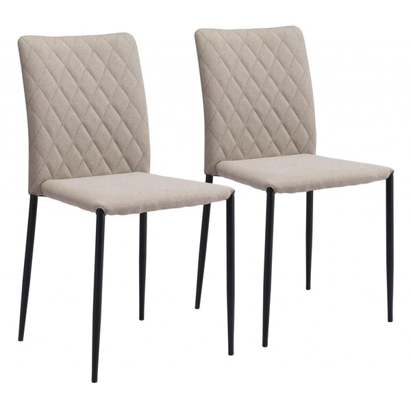 Homeroots 34.4 x 17.5 x 21.1 in. Beige Diamond Weave Dining Chairs - 394704