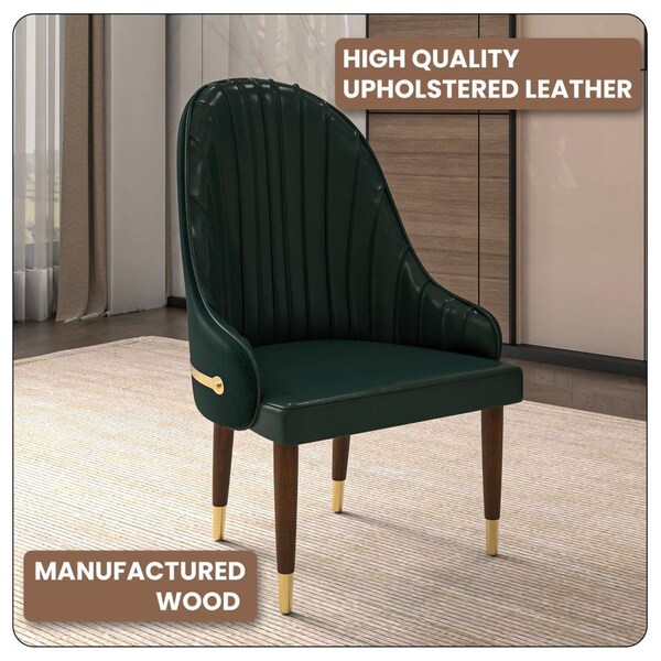 Leisuremod Elara Collection Wooden Dining Chair in Two-Tone Green - EC59G