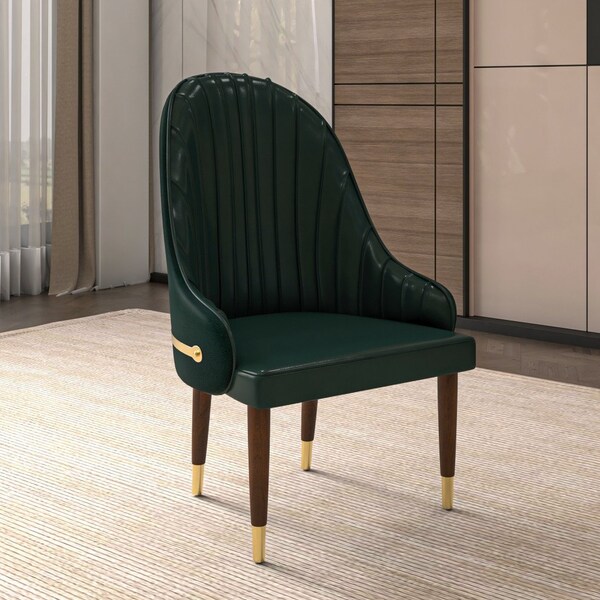 Leisuremod Elara Collection Wooden Dining Chair in Two-Tone Green - EC59G