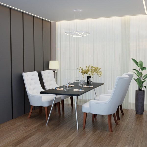 Leisuremod Spruce Collection Modern Wooden Dining Chair in Light Grey, 4PK - SC24LGR4