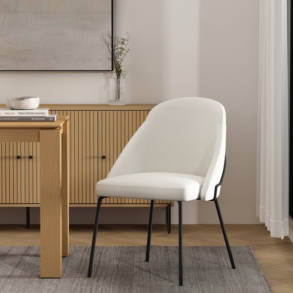 Manhattan Comfort Gracie Dining Chair in White and Black - DC100-BWH