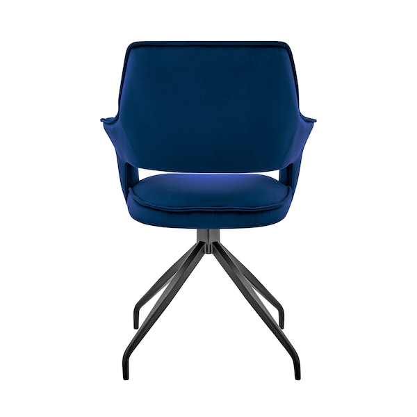 Armen Living Hadley Dining Room Accent Chair in Blue Velvet with Black Finish - LCHDCHBLU