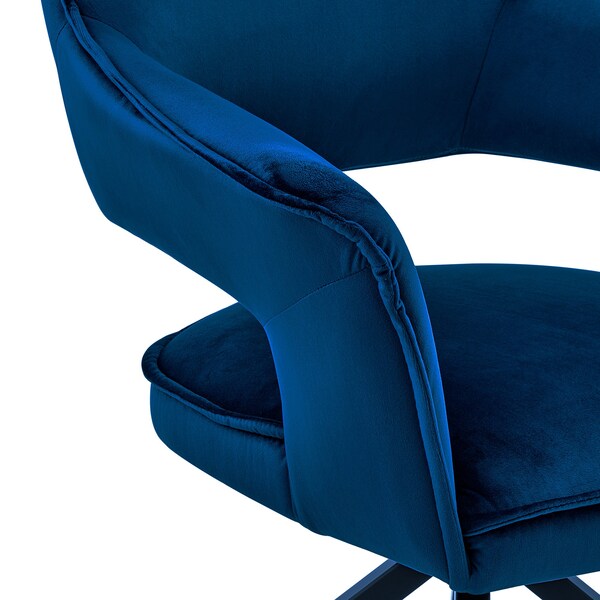 Armen Living Hadley Dining Room Accent Chair in Blue Velvet with Black Finish - LCHDCHBLU