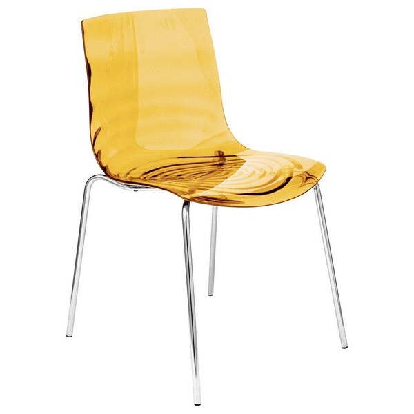 Leisuremod Astor Water Ripple Design Dining Chair, Transparent Orange - AC20OR