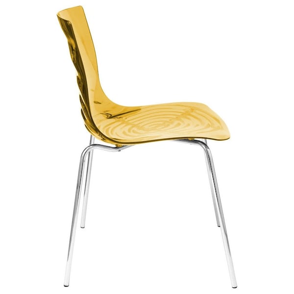 Leisuremod Astor Water Ripple Design Dining Chair, Transparent Orange - AC20OR