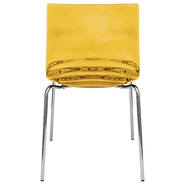 Leisuremod Astor Water Ripple Design Dining Chair, Transparent Orange - AC20OR
