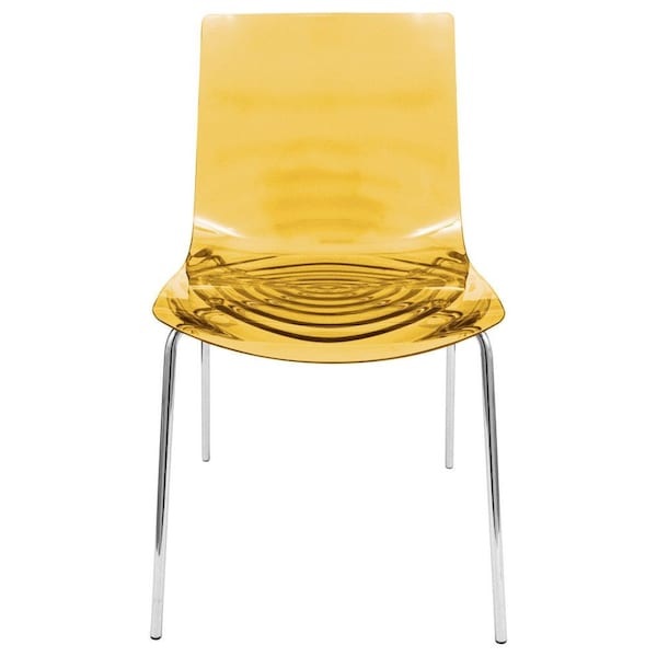 Leisuremod Astor Water Ripple Design Dining Chair, Transparent Orange - AC20OR