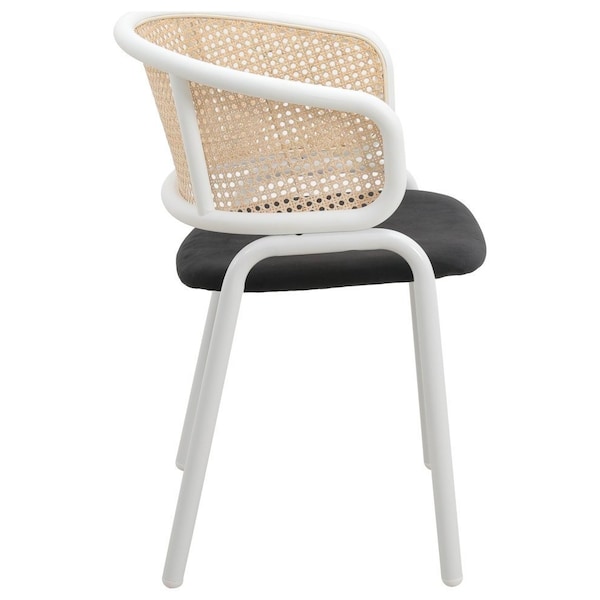 Leisuremod Ervilla Dining Chair with White Powder Coated Steel Legs and Wicker Back, Black - ECW-20BL