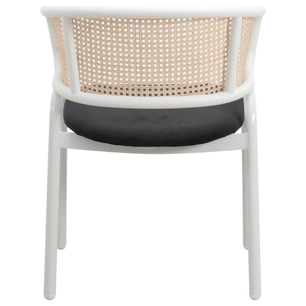 Leisuremod Ervilla Dining Chair with White Powder Coated Steel Legs and Wicker Back, Black - ECW-20BL