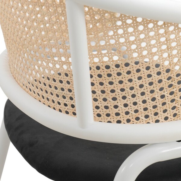 Leisuremod Ervilla Dining Chair with White Powder Coated Steel Legs and Wicker Back, Black - ECW-20BL