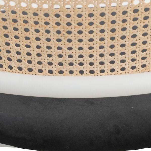 Leisuremod Ervilla Dining Chair with White Powder Coated Steel Legs and Wicker Back, Black - ECW-20BL