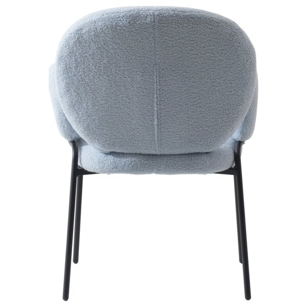 Leisuremod Celestial Boucle Dining Arm Chair, Black Iron Frame with Blue Fabric, 2PK - CCABL-23BU2