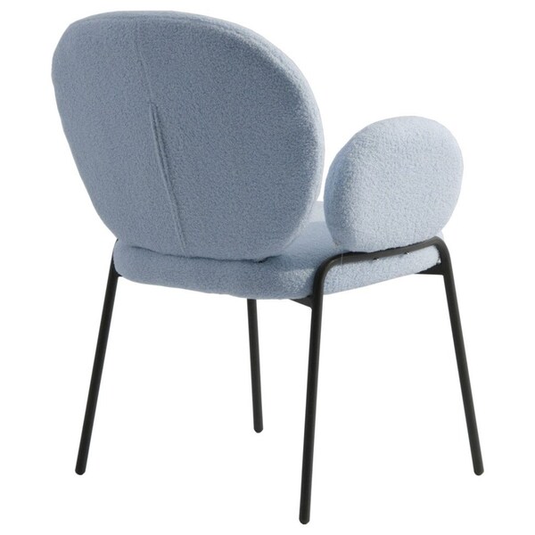 Leisuremod Celestial Boucle Dining Arm Chair, Black Iron Frame with Blue Fabric, 2PK - CCABL-23BU2