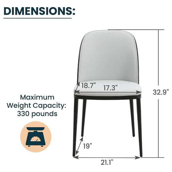 Leisuremod Tule Fabric Dining Side Chair with Powder-Coated Steel Frame, Black/Platinum Blue - TCBL18BU