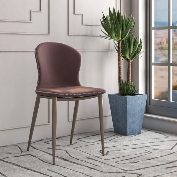 Leisuremod Mosaic Collection Modern Dining Chair in Plum Purple Fabric - MC44PR