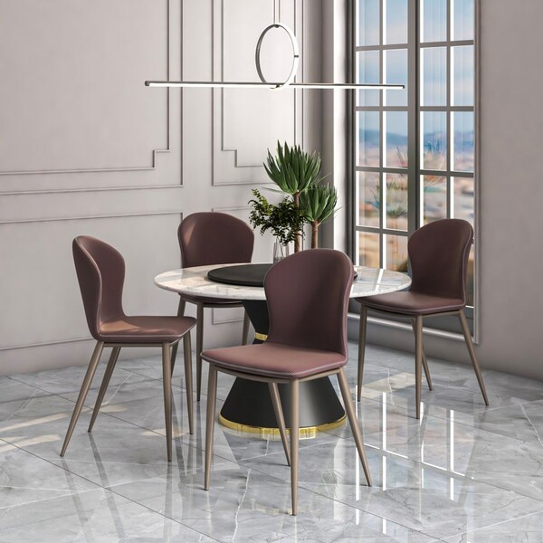 Leisuremod Mosaic Collection Modern Dining Chair in Plum Purple Fabric - MC44PR