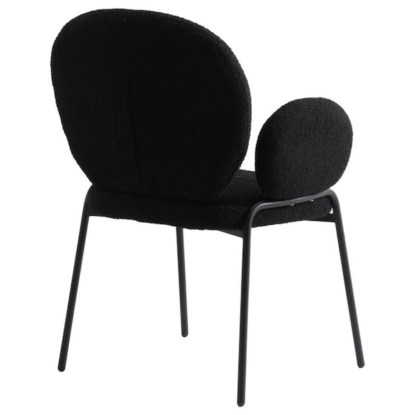 Leisuremod Celestial Boucle Dining Arm Chair with Black Powder Coated Iron Frame, Black - CCABL-23BL