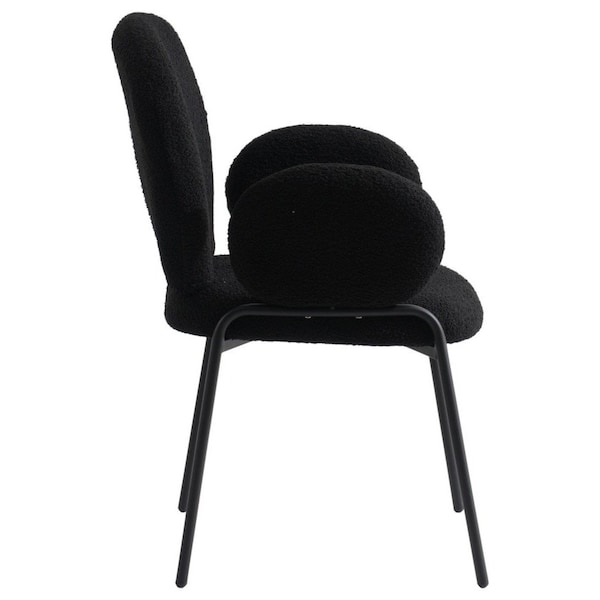 Leisuremod Celestial Boucle Dining Arm Chair with Black Powder Coated Iron Frame, Black - CCABL-23BL