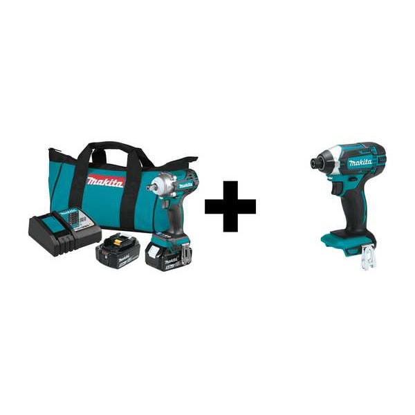 Makita 18V LXT BL 1/2" Impact Wrench Kit - XWT15T + XDT11Z