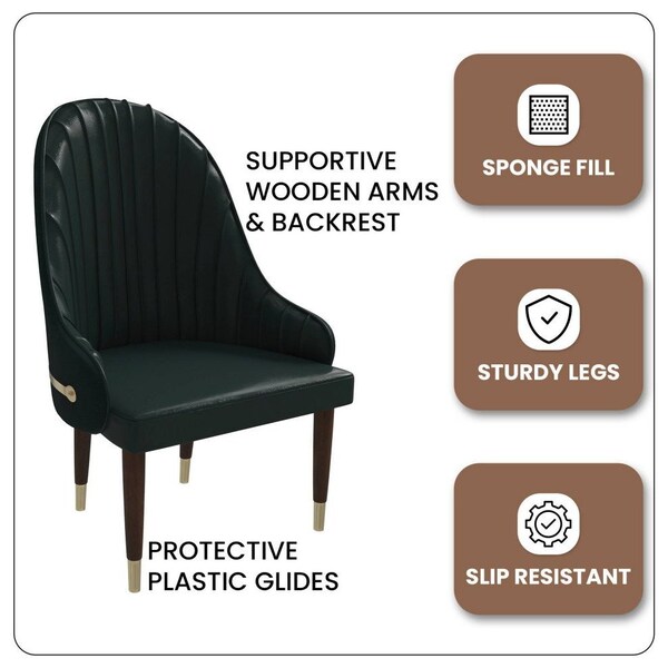 Leisuremod Elara Collection Wooden Dining Chair in Two-Tone Green, 2PK - EC59G2
