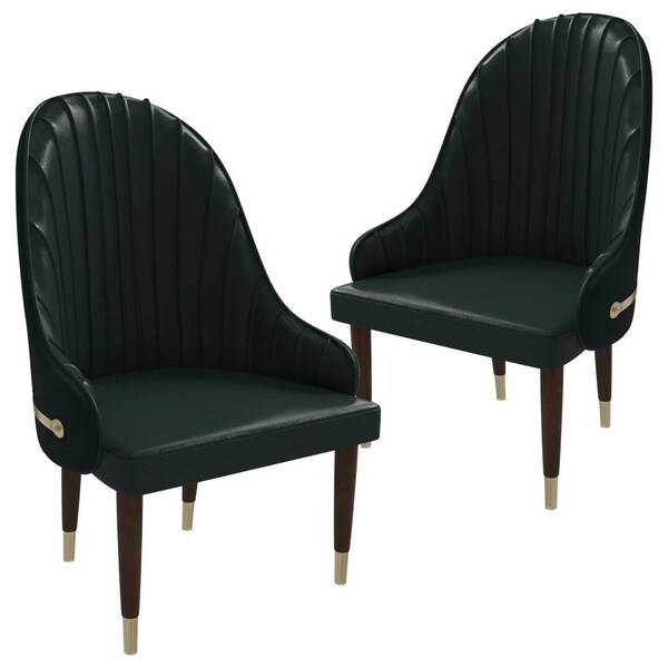 Leisuremod Elara Collection Wooden Dining Chair in Two-Tone Green, 2PK - EC59G2