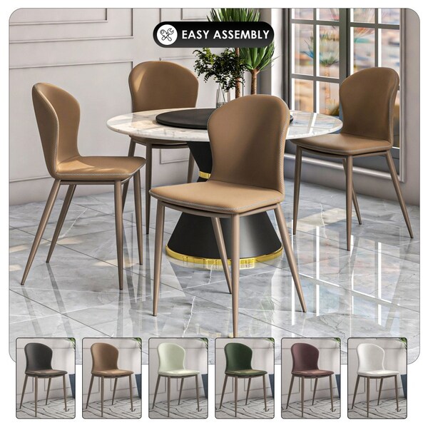 Leisuremod Mosaic Collection Modern Dining Chair in Light Brown Fabric, 2PK - MC44LBR2